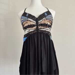 Butterfly Sequin Mini Mesh Dress